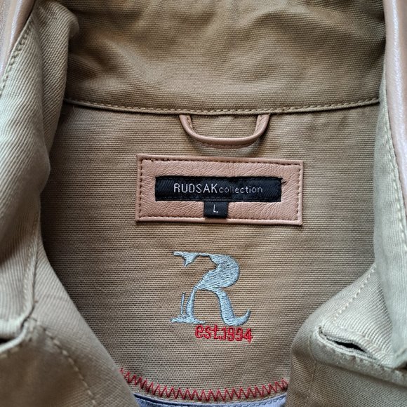 RUDSAK MADE IN CANADA moto crop JACKET Sz LARGE CANVAS & LEATHER RARE A GEM WO - Picture 11 of 15